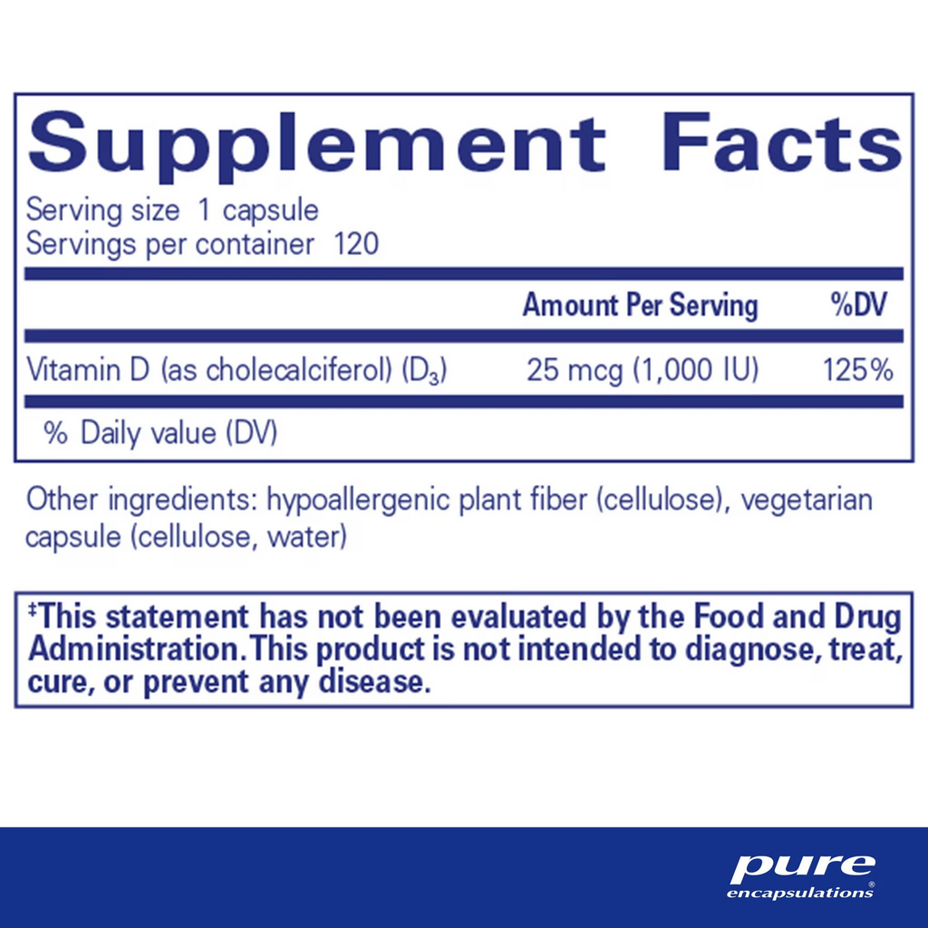 Vitamin D3 25 mcg  (1,000 IU)