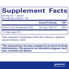 Vitamin D3 25 mcg  (1,000 IU)