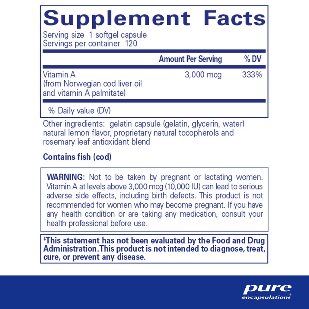 Vitamin A 3,000 mcg (10,000 IU)